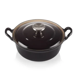 Le Creuset Gietijzeren ronde braadpan met plaatstalen deksel in Ebbenzwart 32cm 7,8l